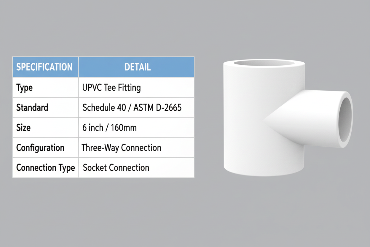 UPVC Tee Technical Specifications - Schedule 40, ASTM D-2665