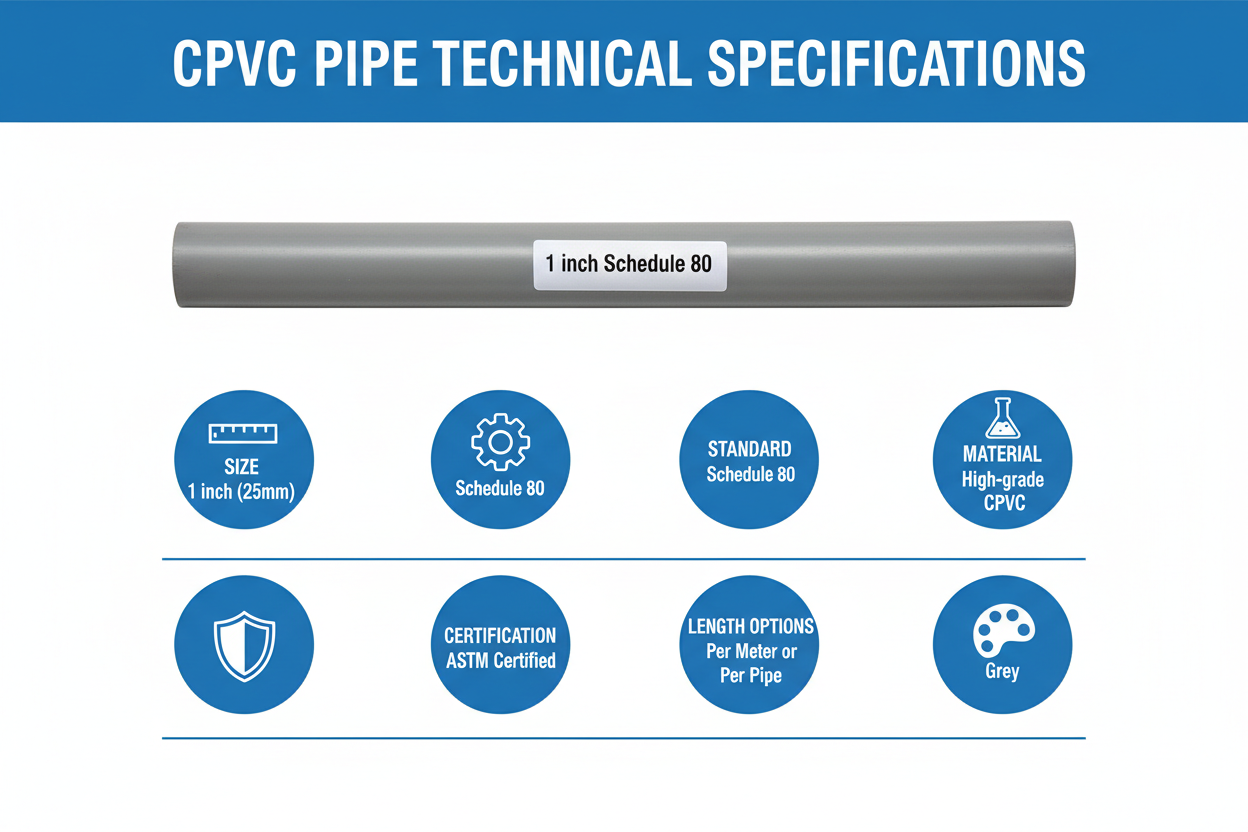 1 inch CPVC Schedule 80 Technical Specifications