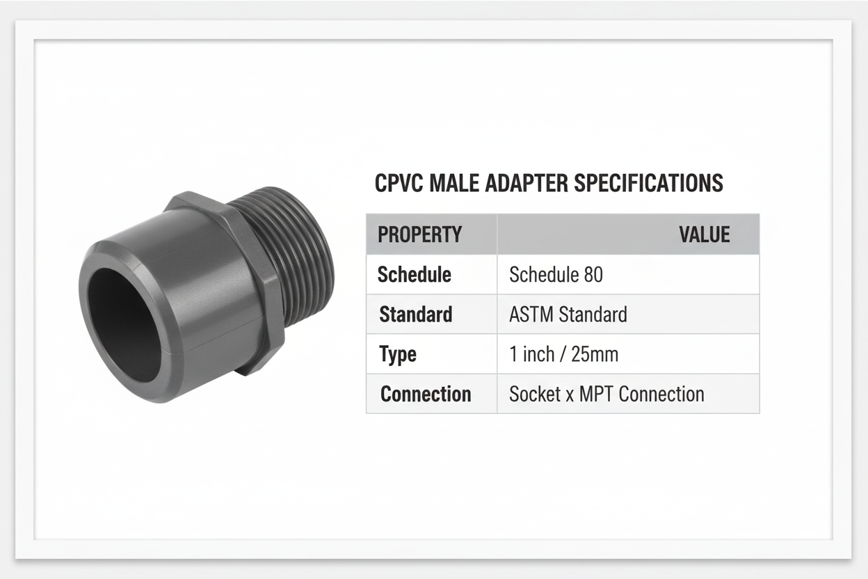 CPVC Male Adapter Technical Specifications - Schedule 80, ASTM Standard