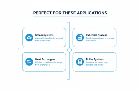 Perfect applications - steam systems, industrial process, heat exchangers, boiler systems