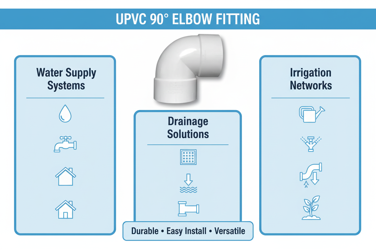 UPVC Elbow 90° Applications - Water Supply, Drainage, Irrigation Systems