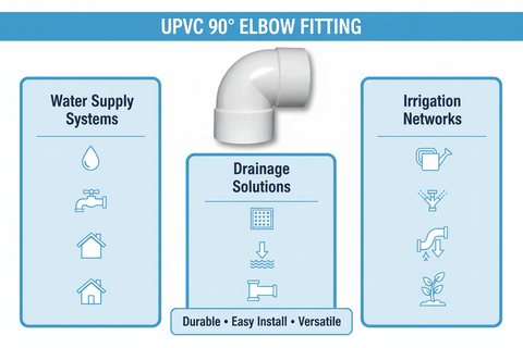UPVC Elbow 90° Applications - Water Supply, Drainage, Irrigation Systems