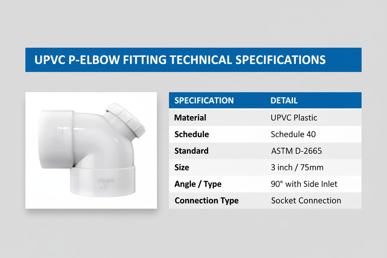 UPVC P-Elbow Technical Specifications - Schedule 40, ASTM D-2665