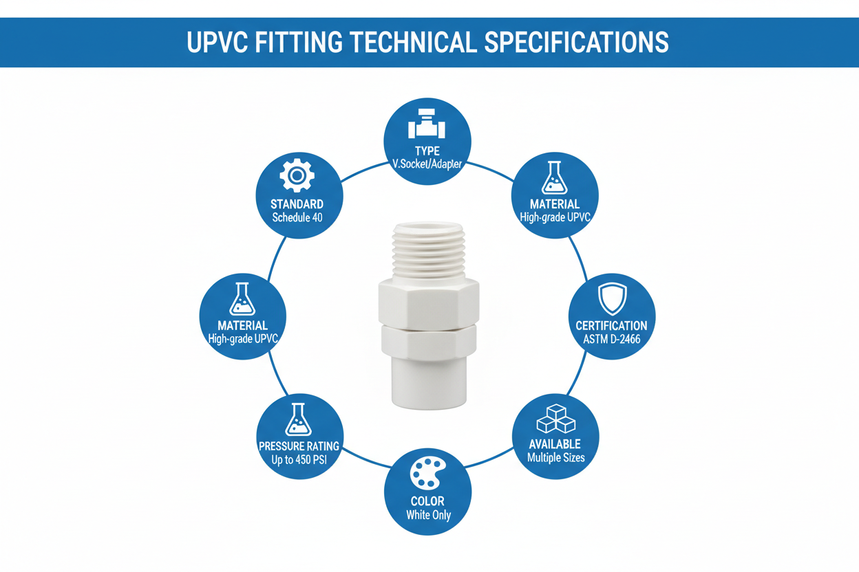 UPVC V.Socket/Adapter Technical Specifications - Schedule 40, ASTM D-2466