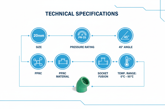 Elbow 45° PPRC PN-25 20mm Technical Specifications