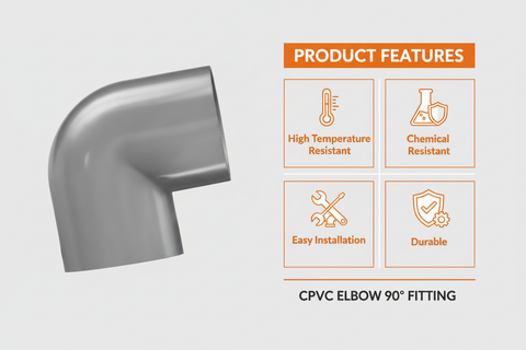 Gray CPVC Elbow 90 Features - High Temperature Resistant, Chemical Resistant, Easy Installation, Durable