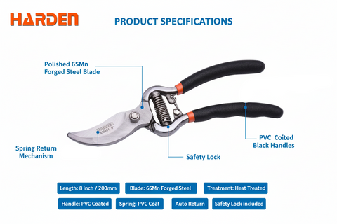 Harden 630401 Garden Pruner Specifications Diagram