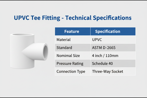 UPVC Tee Technical Specifications - Schedule 40, ASTM D-2665