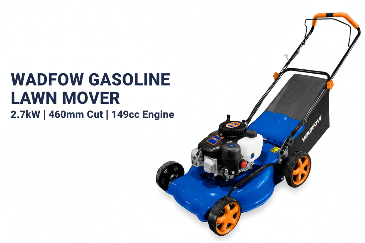 WADFOW Gasoline Lawn Mower Hero Banner - Professional Product Display