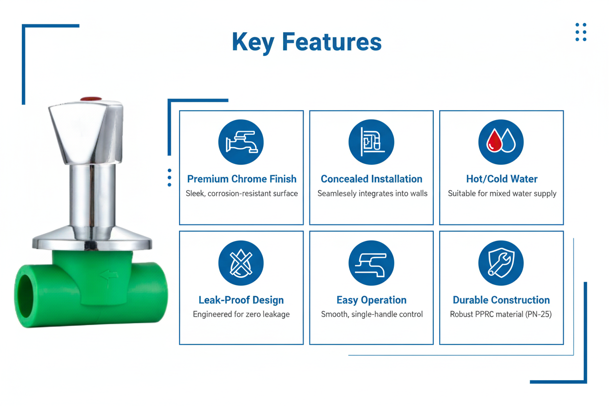 Concealed Valve PPRC PN-25 20mm Product Features