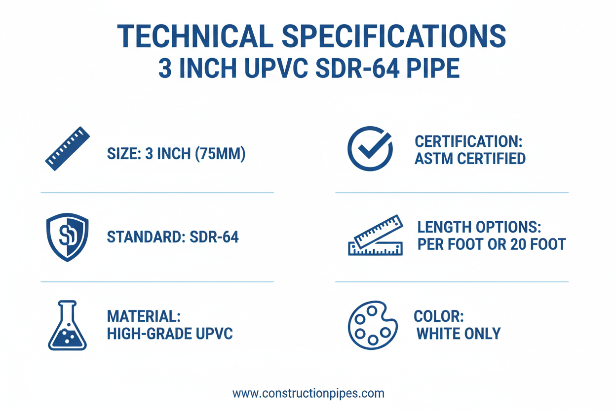 3 inch UPVC SDR-64 Technical Specifications