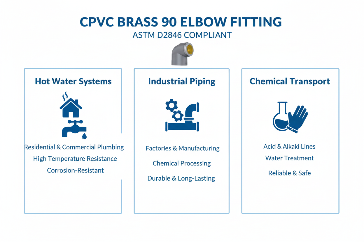 CPVC Brass Elbow Applications - Hot Water Systems, Industrial Piping, Chemical Transport
