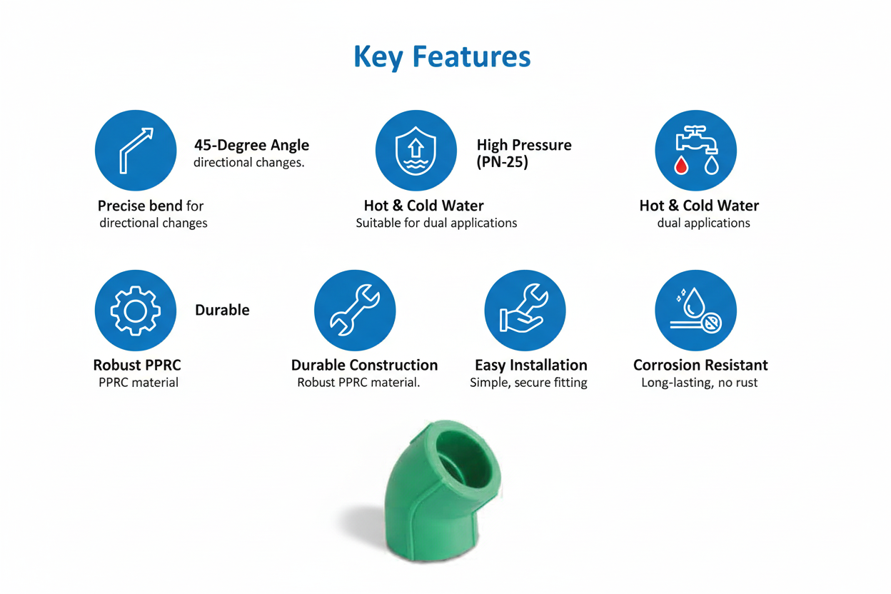 Elbow 45° PPRC PN-25 75mm Product Features