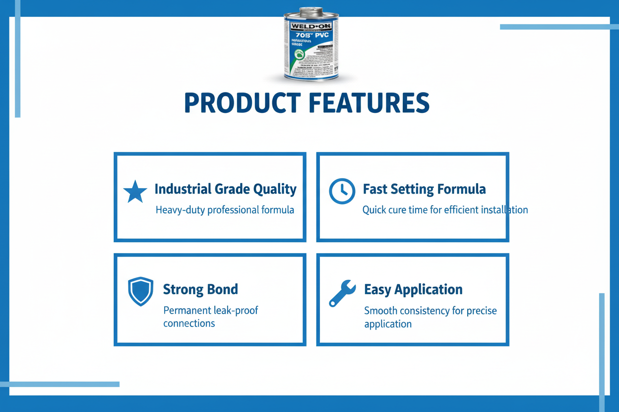 Product features - Industrial Grade Quality, Fast Setting, Strong Bond, Easy Application