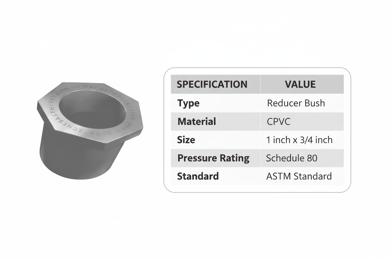 CPVC Reducer Bush Technical Specifications - Schedule 80, ASTM Standard