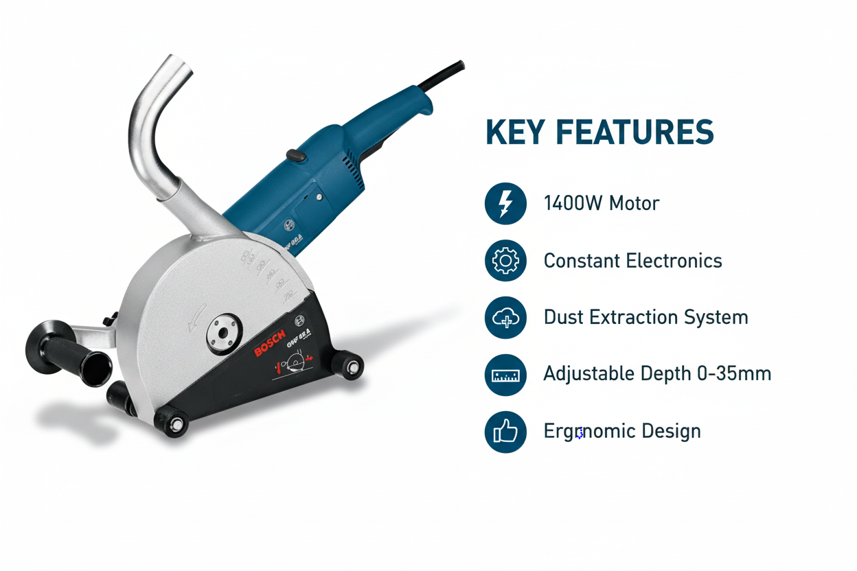 Bosch GNF35A Features & Benefits - Constant Electronics, Dust Extraction, Ergonomic Design