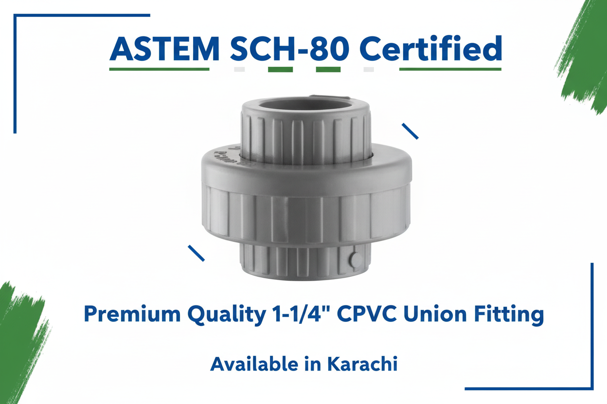 ASTM SCH-80 Certified - Premium Quality 1-1/4" CPVC Union Available in Karachi
