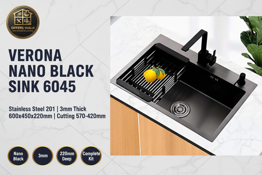 Verona Kitchen Sink 6045 Nano Black Hero Banner