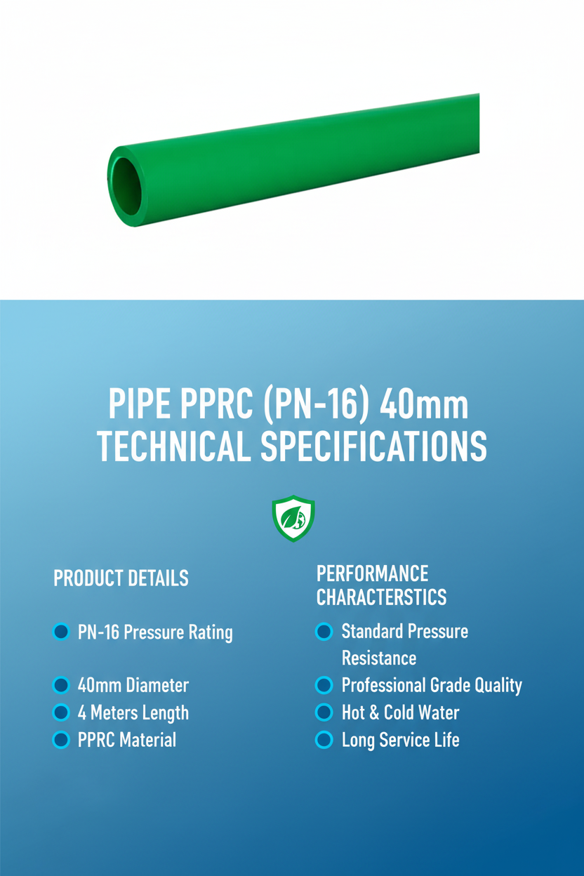 Pipe PPRC PN-16 40mm Technical Specifications