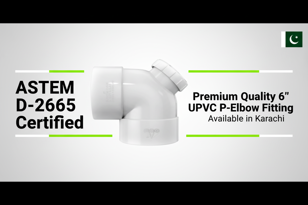 ASTM D-2665 Certified - Premium Quality 6" UPVC P-Elbow Available in Karachi