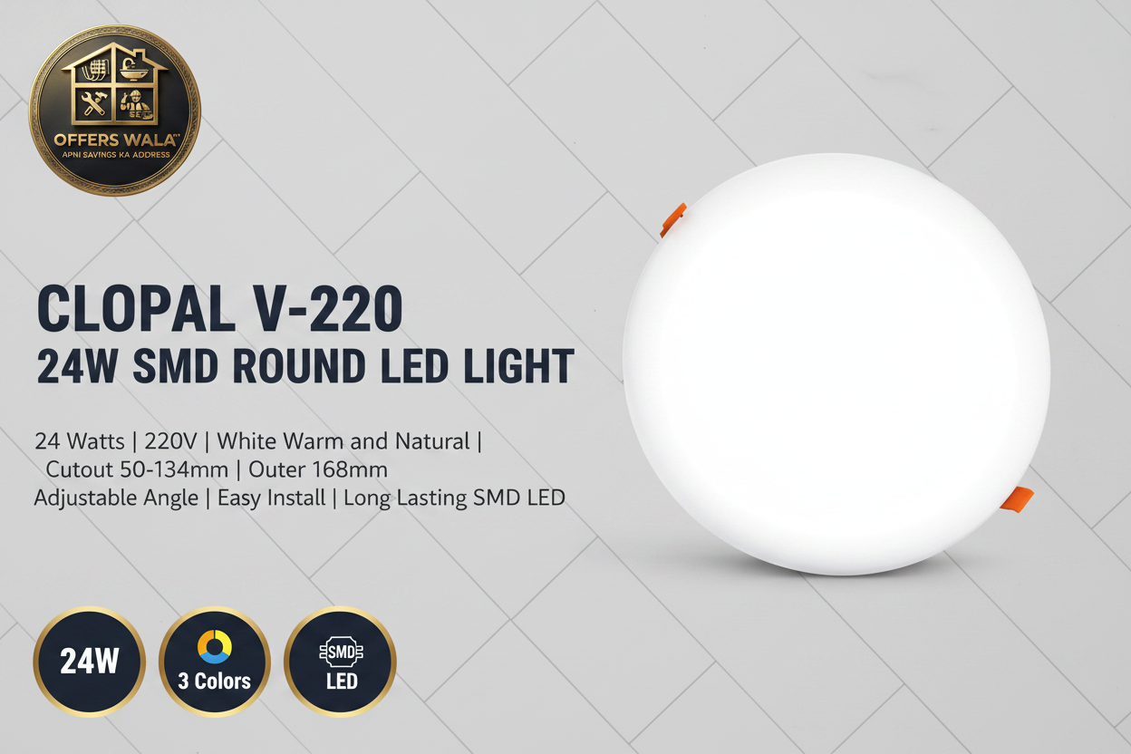 Clopal V-220 24W SMD Round LED Light – Hero Banner A+ Image