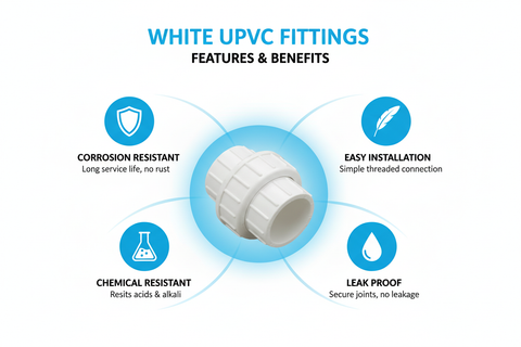 White UPVC Union Features - Corrosion Resistant, Easy Installation, Chemical Resistant, Leak Proof