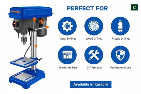 Wadfow WDP15350 Applications - Metal Drilling, Wood Drilling, Workshop Use