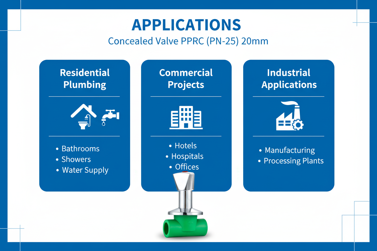 Concealed Valve PPRC PN-25 20mm Applications