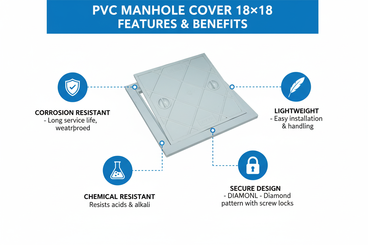 PVC Manhole Cover 18×18 Features & Benefits - Corrosion Resistant, Lightweight