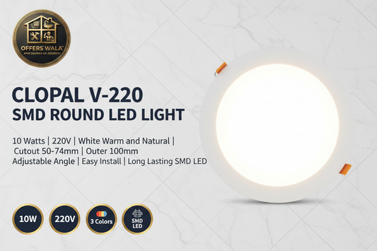 Clopal V-220 SMD Round LED Light – Hero Banner A+ Image