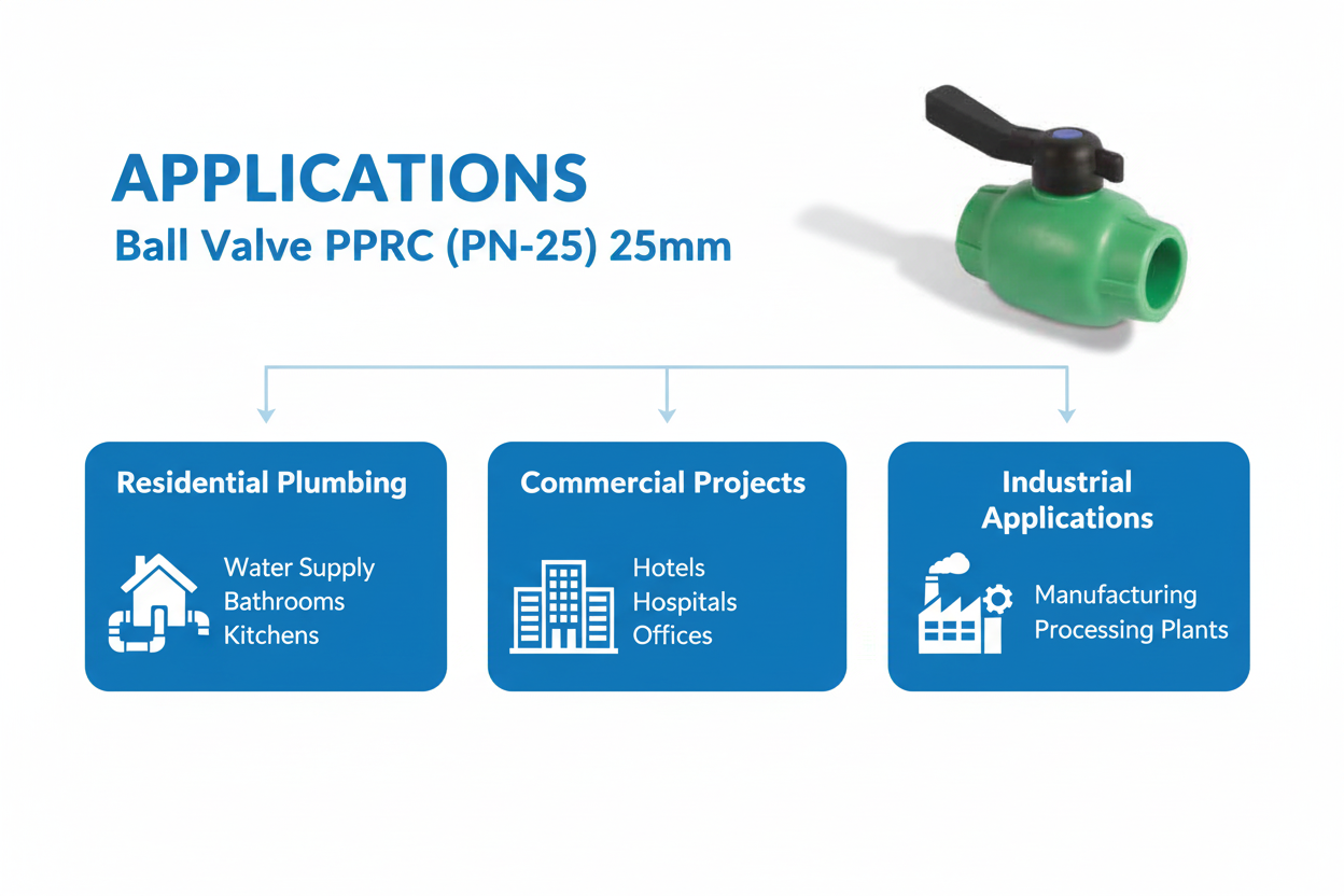 Ball Valve PPRC PN-25 25mm Applications