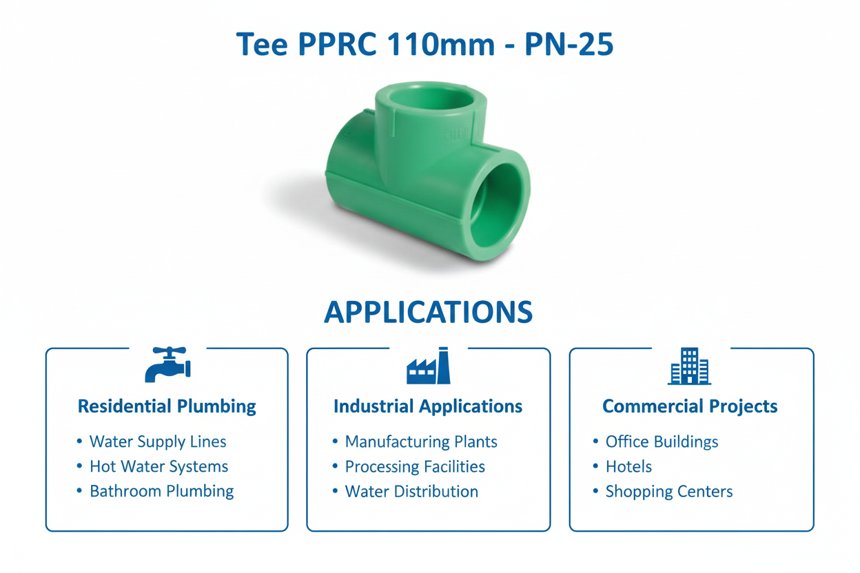 Tee PPRC PN-25 110mm Applications - Residential Industrial Commercial