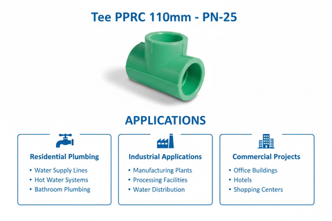 Tee PPRC PN-25 110mm Applications - Residential Industrial Commercial