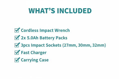 Total TIWLI20135 Package Contents - Impact Wrench, 2x 5.0Ah Batteries, Sockets