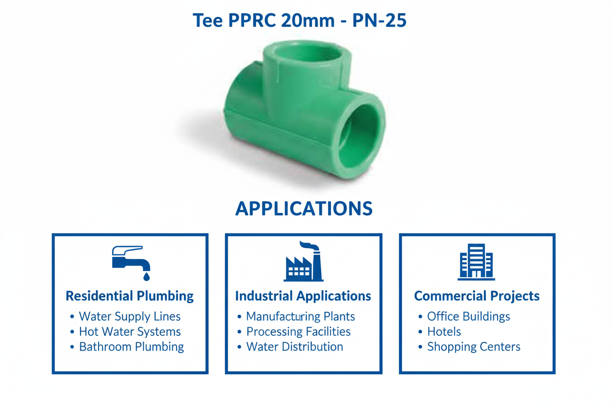 Tee PPRC PN-25 20mm Applications - Residential Industrial Commercial