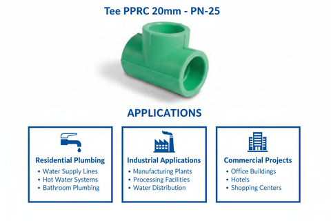 Tee PPRC PN-25 20mm Applications - Residential Industrial Commercial