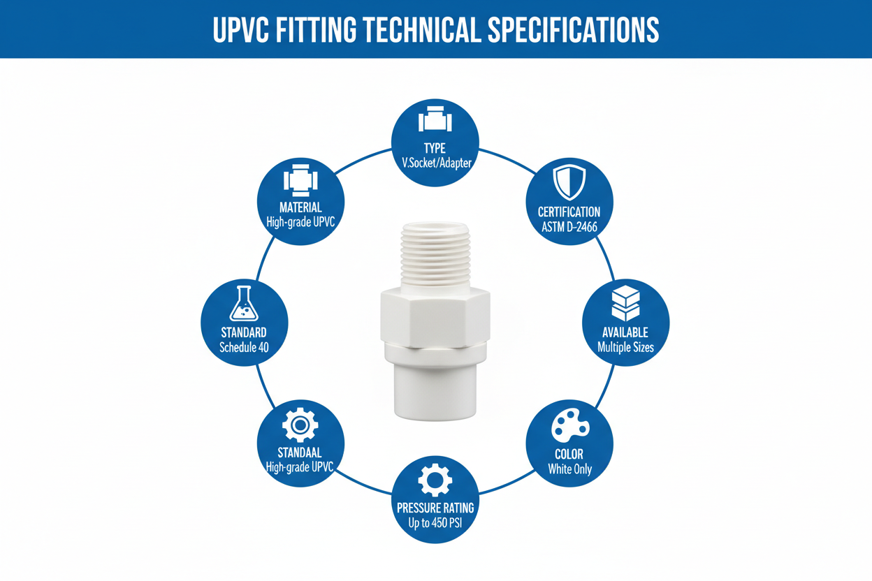 UPVC V.Socket/Adapter Technical Specifications - Schedule 40, ASTM D-2466