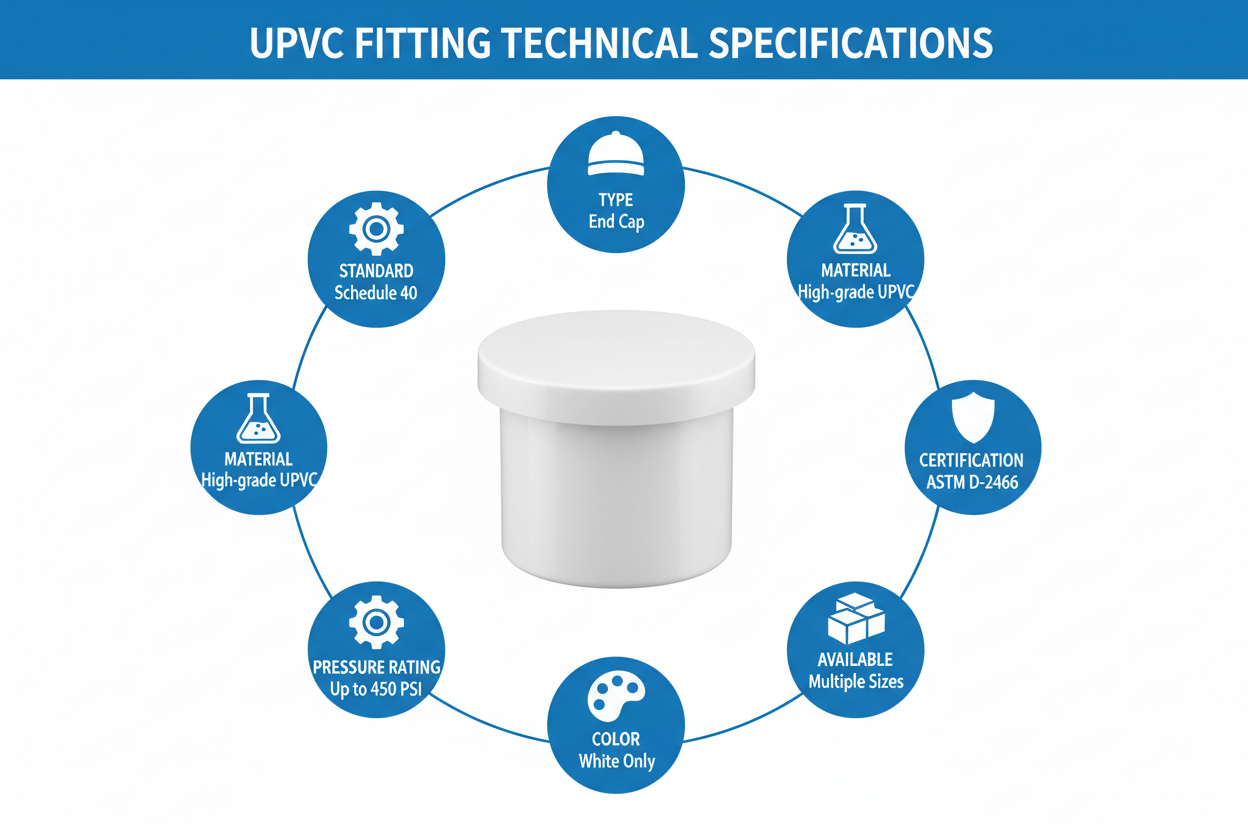 UPVC End Cap Technical Specifications - Schedule 40, ASTM D-2466