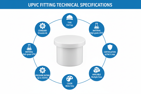UPVC End Cap Technical Specifications - Schedule 40, ASTM D-2466