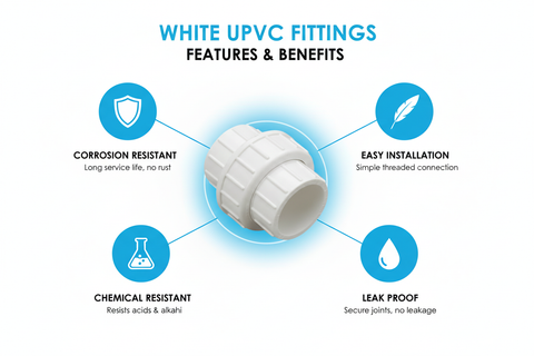 White UPVC Union Features - Corrosion Resistant, Easy Installation, Chemical Resistant, Leak Proof