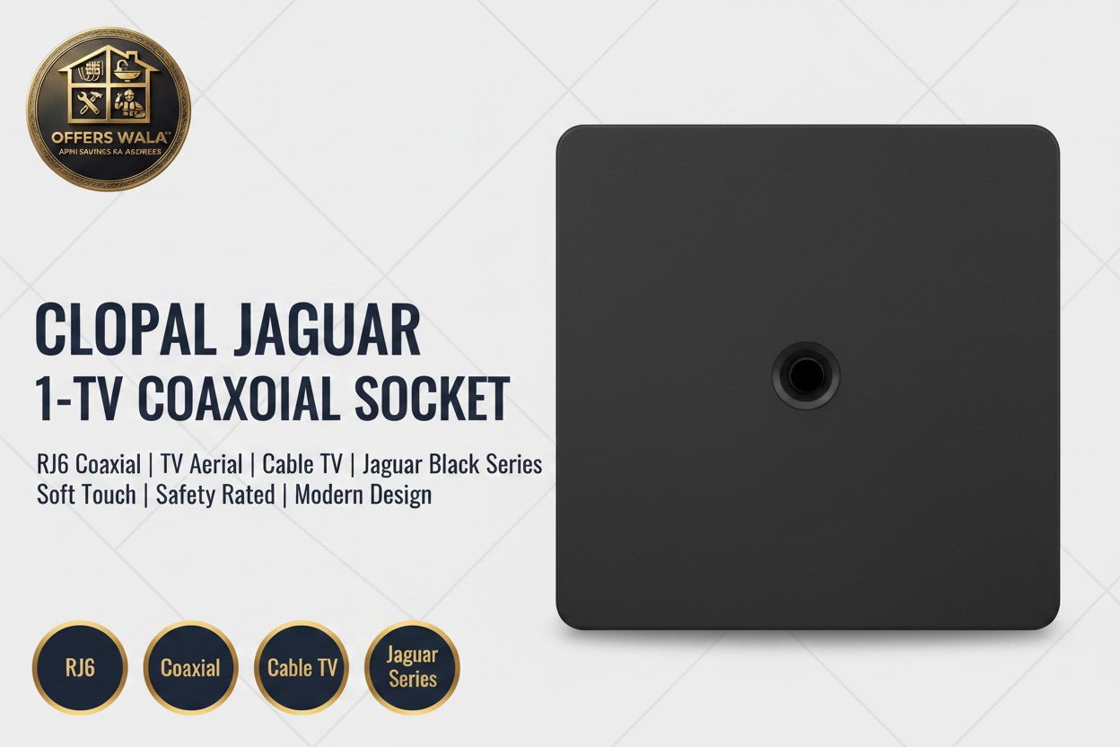 Clopal Jaguar Black 1-TV Coaxial Socket – Hero Banner A+ Image