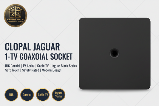 Clopal Jaguar Black 1-TV Coaxial Socket – Hero Banner A+ Image