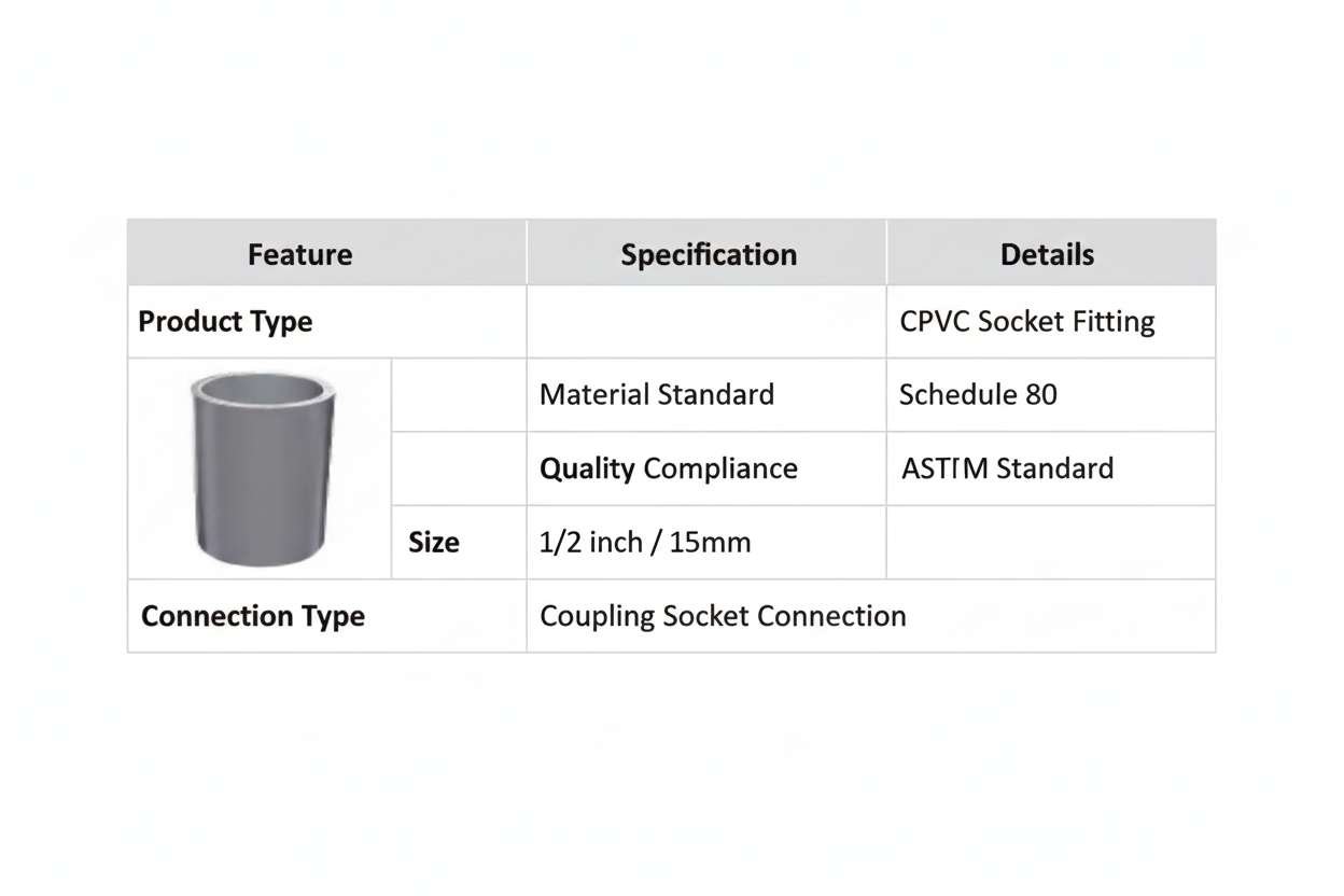 CPVC Socket Technical Specifications - Schedule 80, ASTM Standard