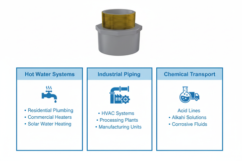 CPVC Brass Male Adapter Applications - Hot Water Systems, Industrial Piping, Chemical Transport