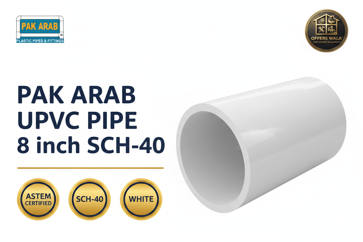Pak Arab UPVC Pipe 8 inch SCH-40 White Hero Banner