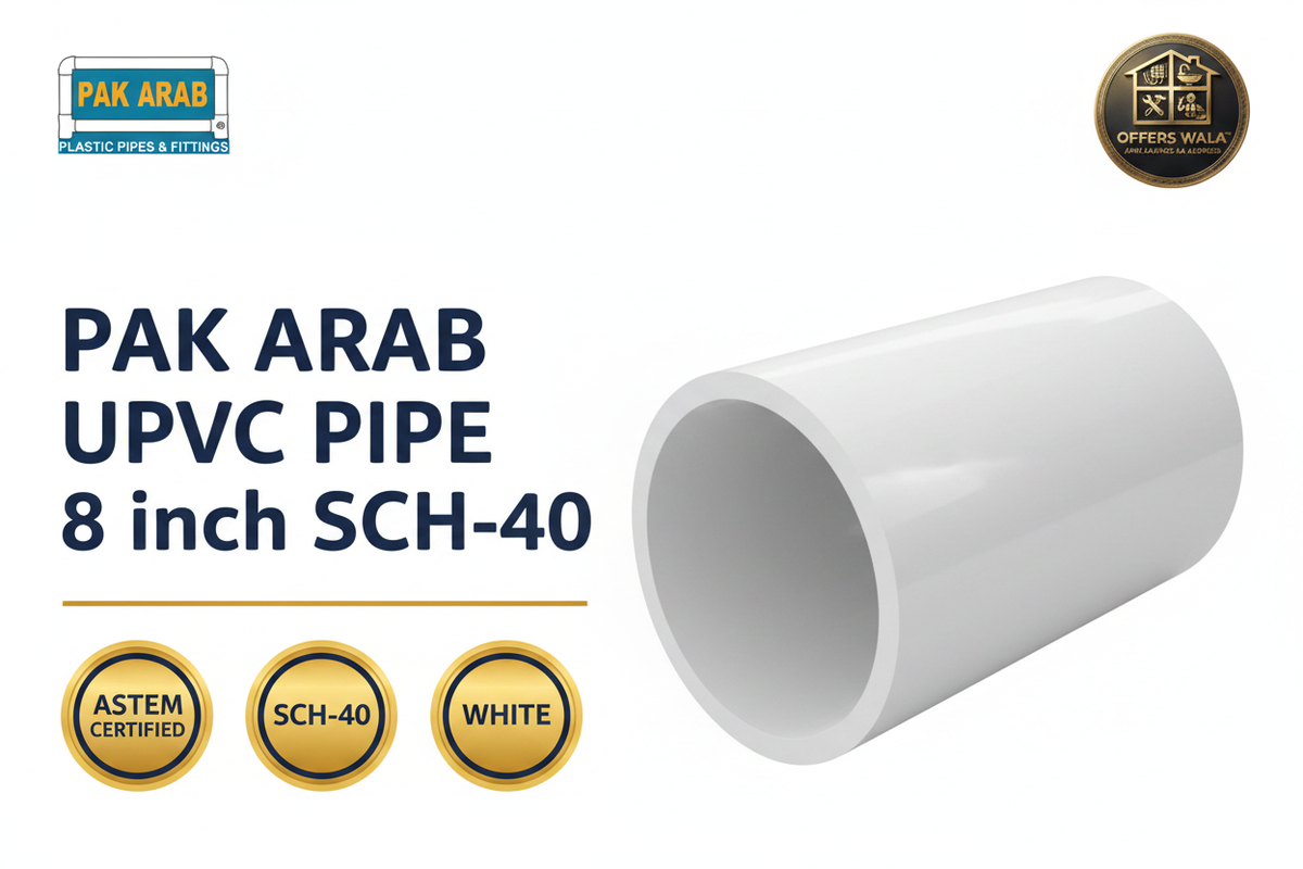 Pak Arab UPVC Pipe 8 inch SCH-40 White Hero Banner