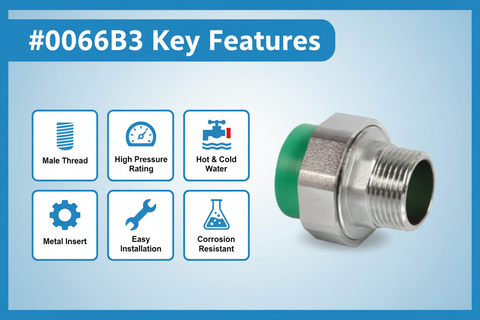 Features and benefits of PN-25 certified union male adaptor PPRc fitting