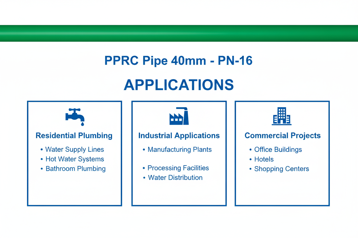 Pipe PPRC PN-16 40mm Applications - Residential Industrial Commercial