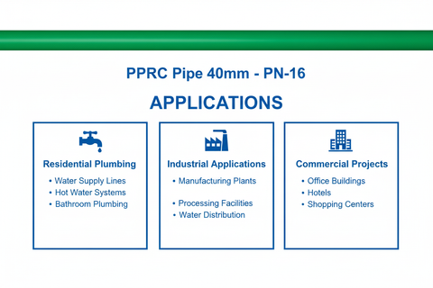 Pipe PPRC PN-16 40mm Applications - Residential Industrial Commercial