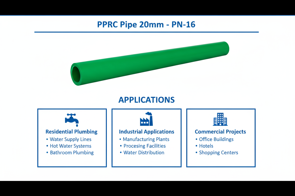 Pipe PPRC PN-16 20mm Applications - Residential Industrial Commercial